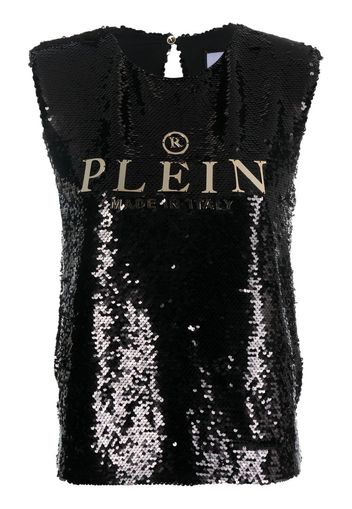 Philipp Plein sequin-embellished sleeveless blouse - Black
