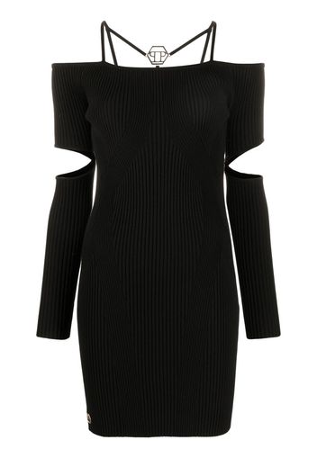 Philipp Plein cut-out ribbed mini dress - Black