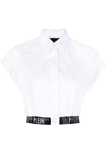 Philipp Plein logo-embellished cropped shirt - White