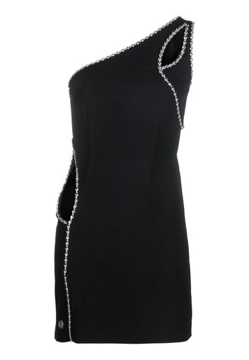 Philipp Plein crystal embellished asymmetrical mini dress - Black