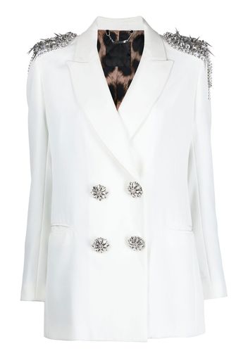 Philipp Plein crystal-embellished double-breasted blazer - White