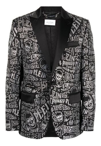 Philipp Plein logo-embellished single-breasted blazer - Black