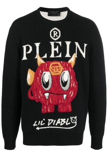 Philipp Plein embroidered-motif crew-neck jumper - Black