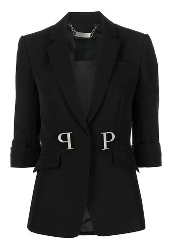 Philipp Plein logo-plaque single-breasted blazer - Black