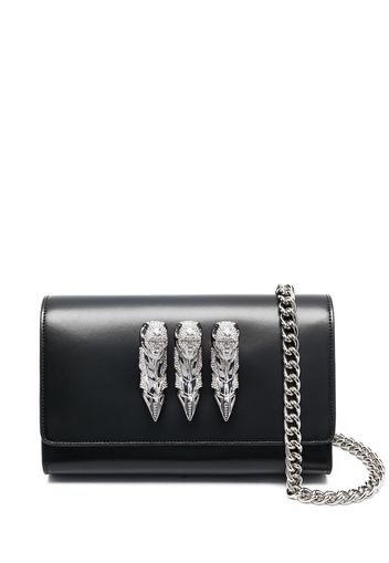 Philipp Plein skull-ring leather shoulder bag - Black