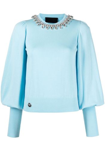 Philipp Plein rhinestone-embellished jumper - Blue