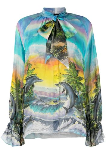 Philipp Plein Hawaii-print chiffon shirt - Blue