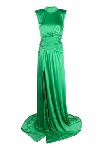 Philipp Plein ruched-detail satin gown - Green