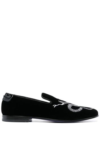 Philipp Plein crystal snake loafers - Black