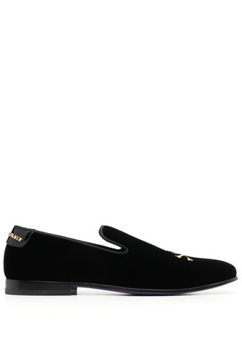 Philipp Plein Skull Bones velvet loafers - Black