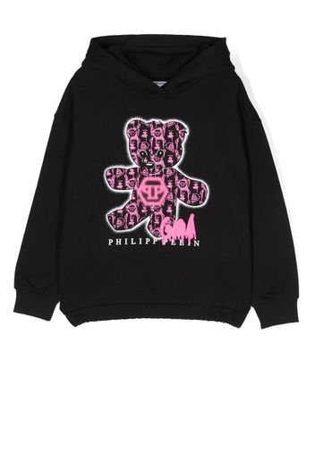 Philipp Plein Junior Teddy Bear logo-print hoodie - Black