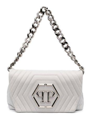 Philipp Plein Hexagon logo-plaque quilted shoulder bag - White