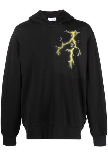 Philipp Plein gothic-print rhinestone-embellished hoodie - Black