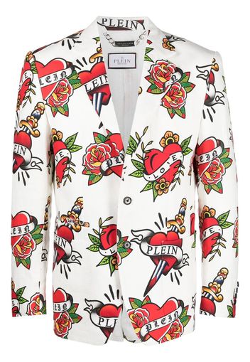 Philipp Plein logo-print blazer - White