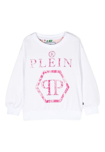 Philipp Plein Junior logo-print long-sleeved sweatshirt - White