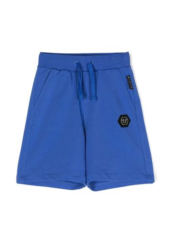 Philipp Plein Junior side logo-patch shorts - Blue