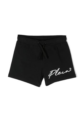 Philipp Plein Junior logo-detail cotton shorts - Black