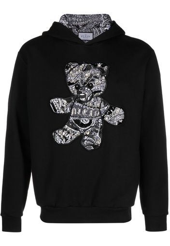 Philipp Plein logo-patch cotton hoodie - Black