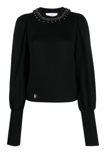 Philipp Plein Crystal-embellished wool knitted jumper - Black