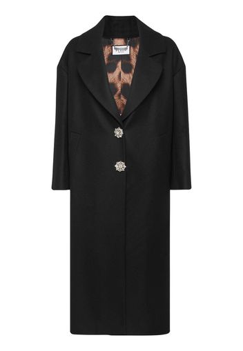 Philipp Plein crystal-embroidered skull coat - Black