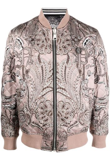 Philipp Plein paisley-print satin bomber jacket - Black