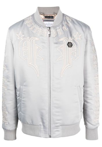 Philipp Plein logo-appliqué bomber jacket - Grey