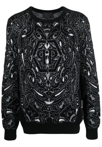 Philipp Plein paisley-print cashmere-silk jumper - Black