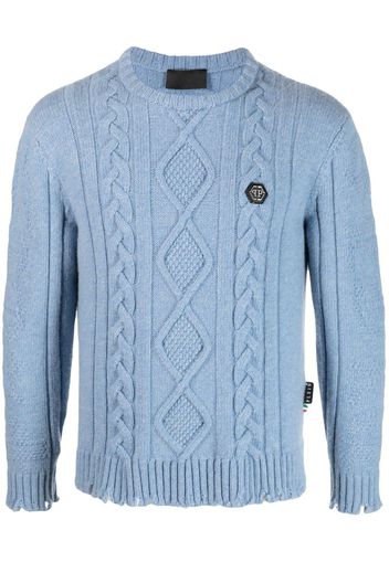 Philipp Plein skull-motif lambswool jumper - Blue