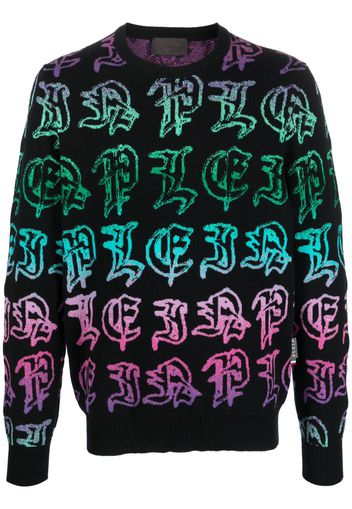 Philipp Plein intarsia-knit logo knitted jumper - Black