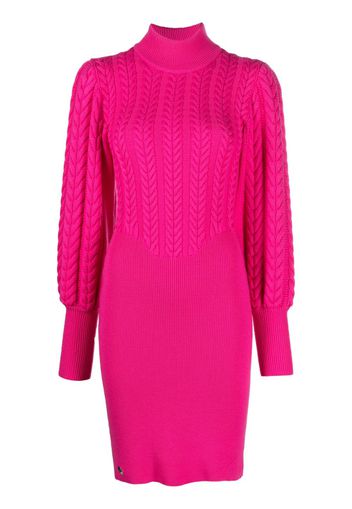 Philipp Plein cable-knit high-neck dress - Pink