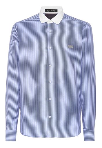 Philipp Plein logo-plaque striped shirt - Blue