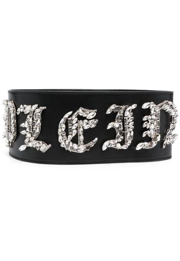 Philipp Plein logo-embellished leather belt - Black