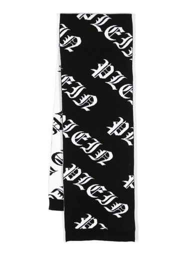 Philipp Plein Gothic Plein intarsia-knit scarf - Black