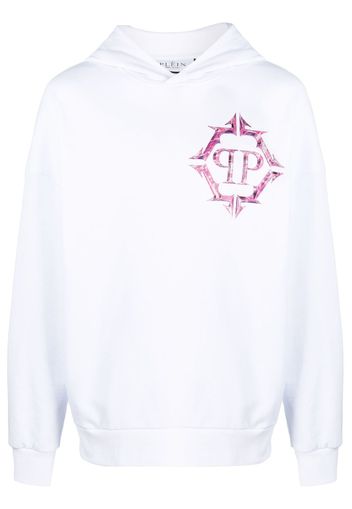 Philipp Plein Chrome logo-print cotton hoodie - White