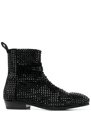 Philipp Plein crystal-embellished suede boots - Black