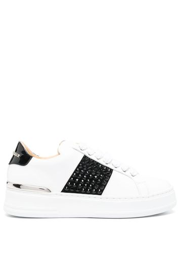 Philipp Plein logo-lettering leather sneakers - White