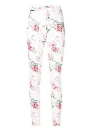 embellished rose print jeans