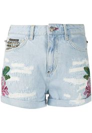embroidered denim shorts