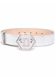 Philipp Plein logo-plaque metallic belt - Silver