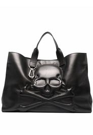 Philipp Plein skull-debossed leather tote bag - Black