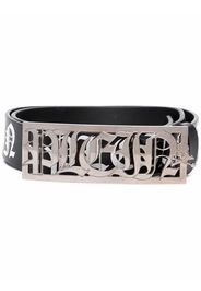 Philipp Plein logo-plaque leather belt - Black