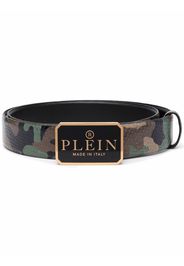 Philipp Plein snakeskin-effect leather belt - Black