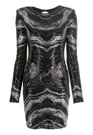 Philipp Plein rhinestone-embellished long-sleeve dress - Black