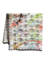 Philipp Plein paint-splattered skull scarf - Black