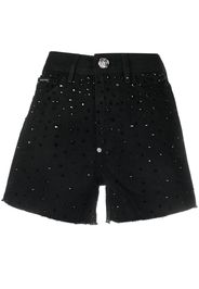 Philipp Plein crystal embellished denim shorts - Black