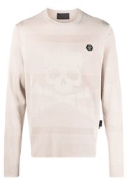 Philipp Plein Silk Skull Bones Pullover - Neutrals