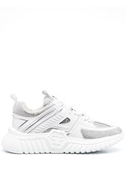 Philipp Plein leather rhinestone-embellished runner sneakers - White