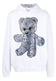 Philipp Plein rhinestone teddy-bear print hoodie - White