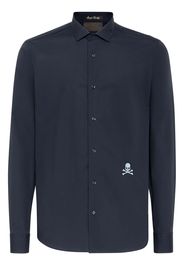 Philipp Plein logo-embroidered cotton shirt - Blue