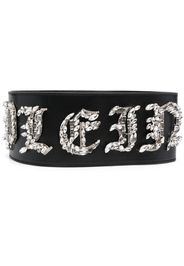 Philipp Plein logo-embellished leather belt - Black